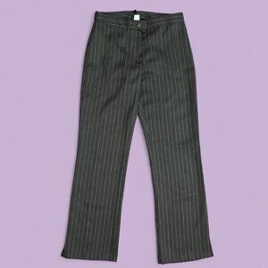 vintage dark green pinstriped downtown it girl elevated basic pants